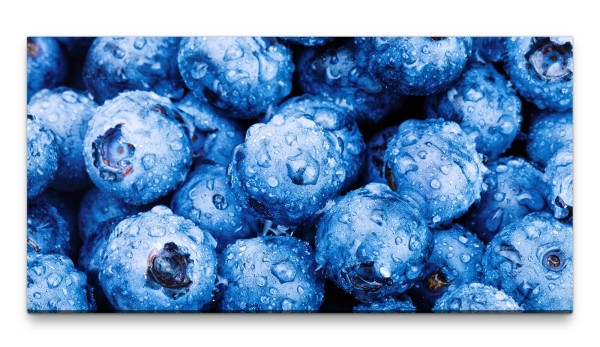 Bilder XXL Blaubeeren gewaschen 50x100cm Wandbild auf Leinwand