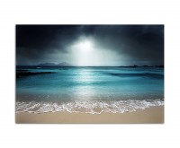 120x80cm Seychellen Strand Himmel Wolken dunkel