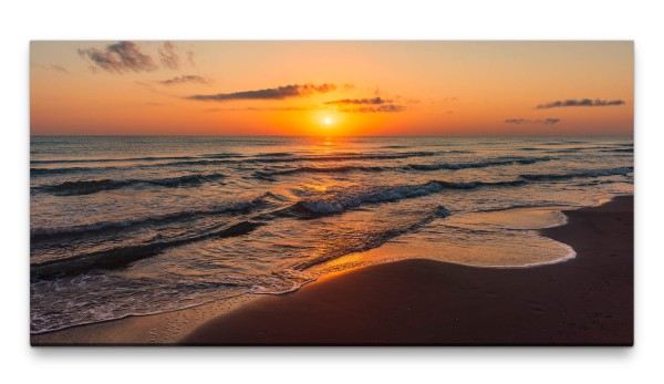 Bilder XXL Bunter Himmel am Meer 50x100cm Wandbild auf Leinwand