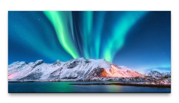 Bilder XXL Polarlichter in Island 50x100cm Wandbild auf Leinwand