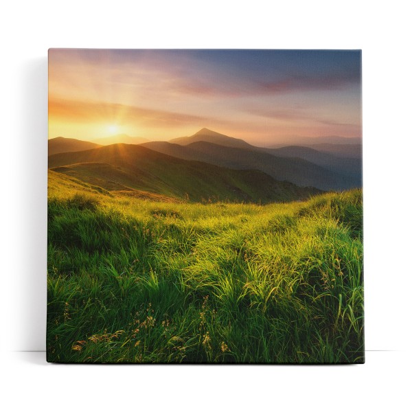 Alpenlandschaft Berge Wiesen Sonnenuntergang Natur