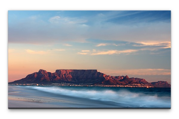 Bilder XXL Strand Kapstadt mit Tafelberg Wandbild auf Leinwand