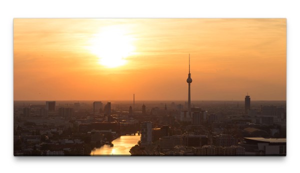 Bilder XXL Berlin in der Dämmerung 50x100cm Wandbild auf Leinwand