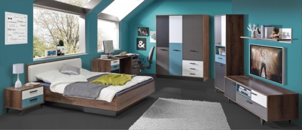 Jugendzimmer Raven 7 Tlg 120er Bett Und 3trg Kleiderschrank