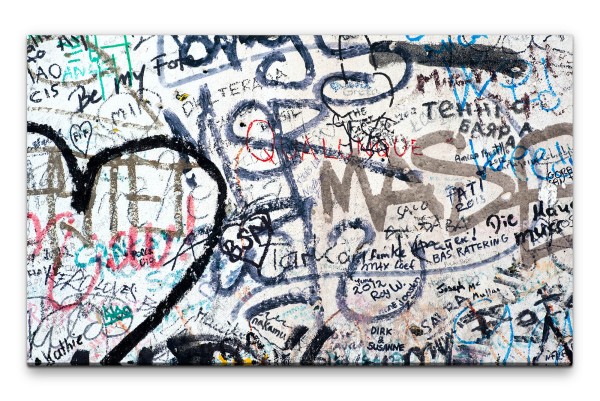 Bilder XXL Graffitiwand Herz Wandbild auf Leinwand