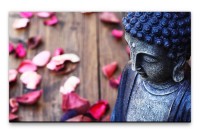 Bilder XXL Buddha mit rosa Blütenblättern Wandbild auf Leinwand