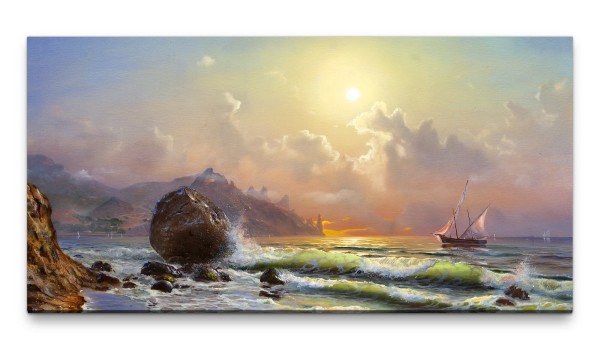 Bilder XXL Gemälde Meer 50x100cm Wandbild auf Leinwand