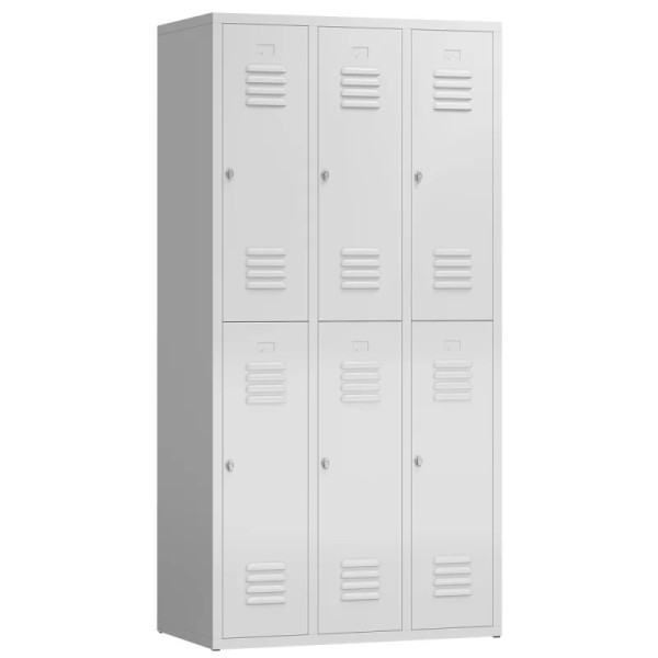 Garderobenschrank Metallspind ClassiX Double Basic 87 in Lichtgrau 3 Abteile doppelstöckig