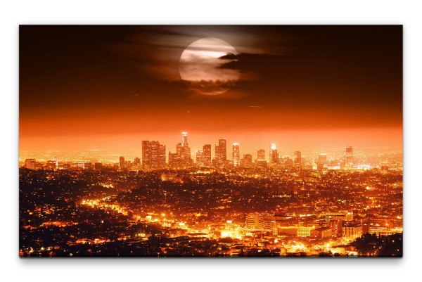 Bilder XXL Skyline mit Vollmond Wandbild auf Leinwand