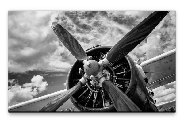 Bilder XXL Flugzeugpropeller schwarz weiss Wandbild auf Leinwand