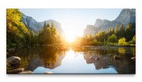 Bilder XXL Landschaftsreflektion im See 50x100cm Wandbild auf Leinwand