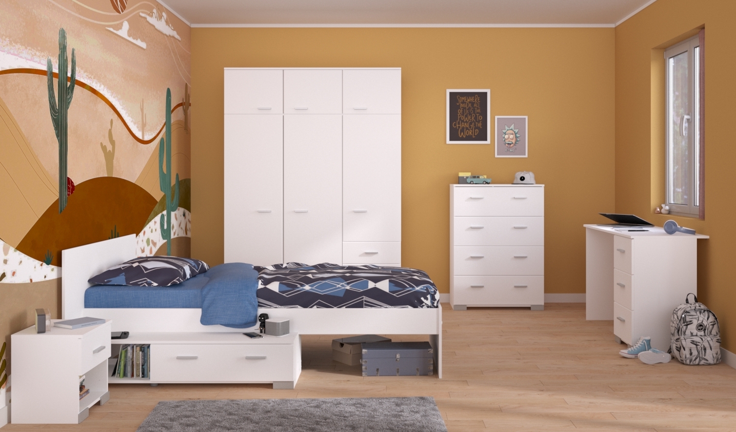Jugendzimmer Galaxy Parisot 5 teilig Möbel | Komplett Set Direkt Weiß