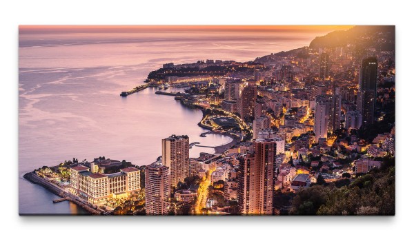 Bilder XXL Montecarlo am Abend 50x100cm Wandbild auf Leinwand