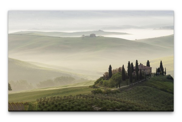 Bilder XXL Toscana im Nebel Wandbild auf Leinwand