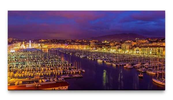 Bilder XXL Marseille Hafen 50x100cm Wandbild auf Leinwand