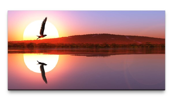 Bilder XXL Adler am See 50x100cm Wandbild auf Leinwand