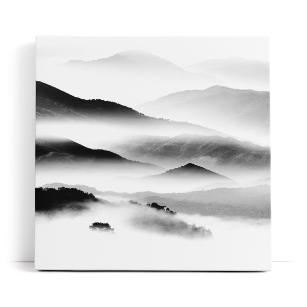 Berge Nebel Schwarz Weiß Berglandschaft Kunstvoll